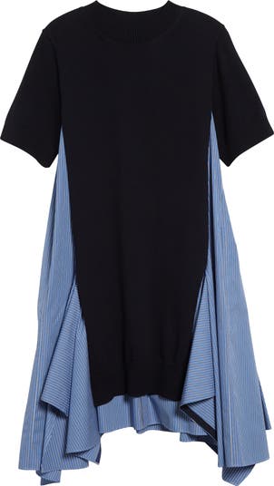 Sacai Mixed Media Poplin & Knit Dress | Nordstrom