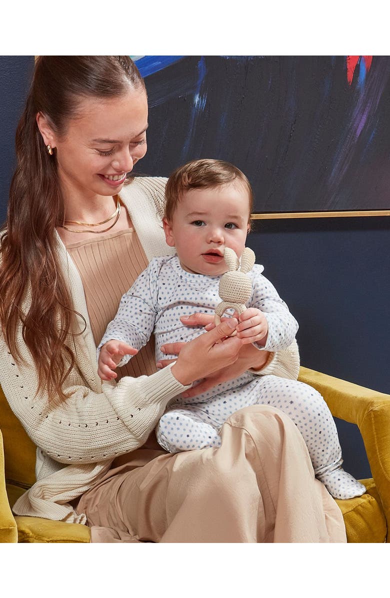 MiniMoi Petite Stars Cotton Rich Footie, Alternate, color, Pearl Blue