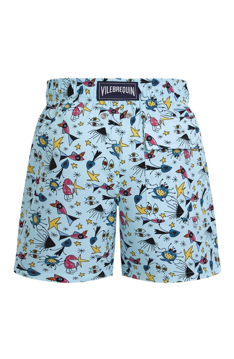 Vilebrequin Boys Stretch Swim Trunks Aquatic Carnival, Alternate, color, Island Turquoise