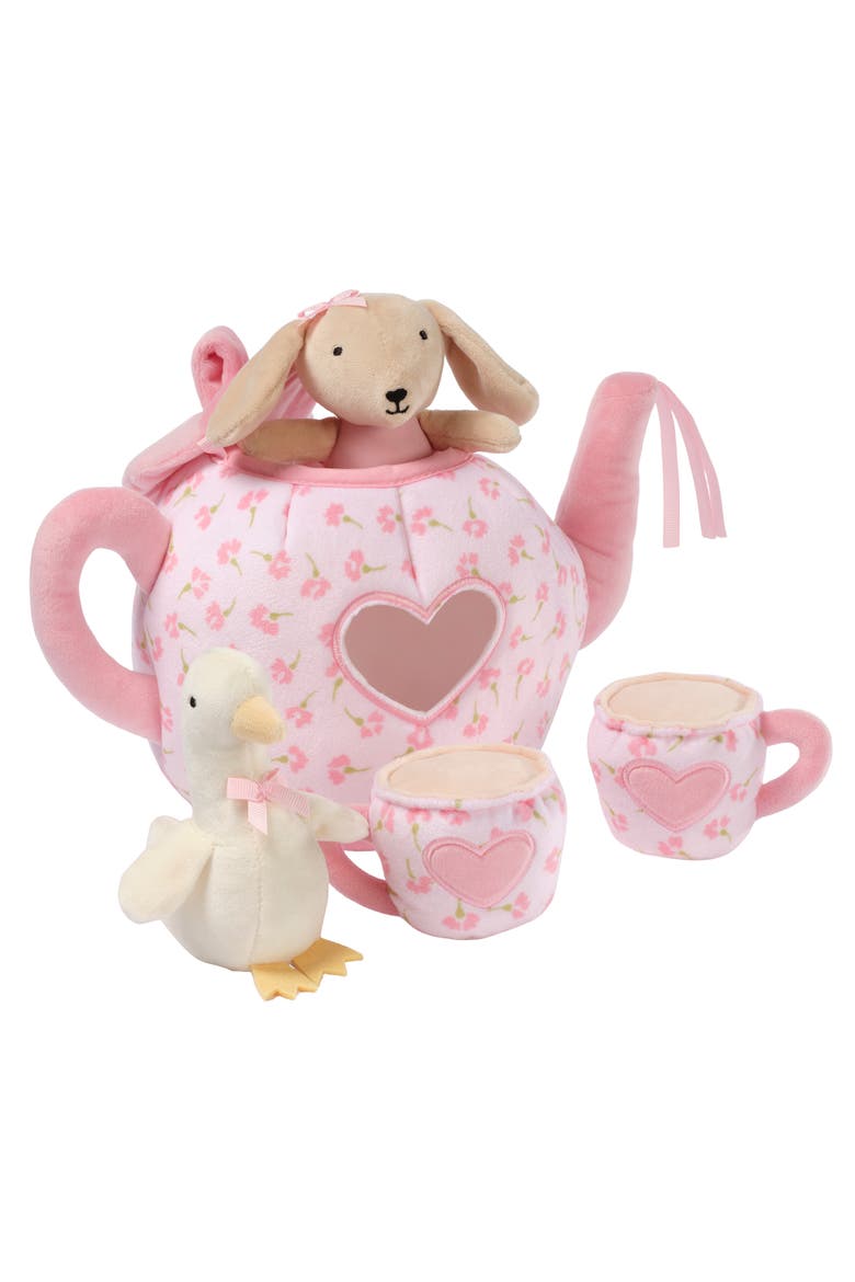 Tea Party Interactive Plush Playset Toy w/ Cups, Pot, Goose & Bunny, Alternate, color, Pink