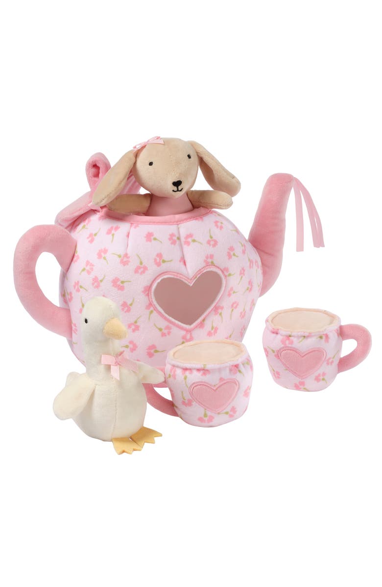 Lambs & Ivy Tea Party Interactive Plush Playset Toy w/ Cups, Pot, Goose & Bunny, Alternate, color, Pink