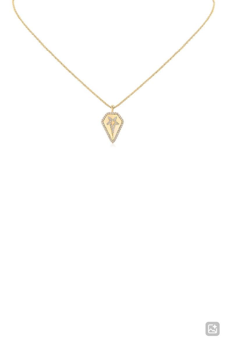 Cubic Zirconia Star Shield Pendant Necklace (Nordstrom Exclusive), Main, color, CLEAR GOLD
