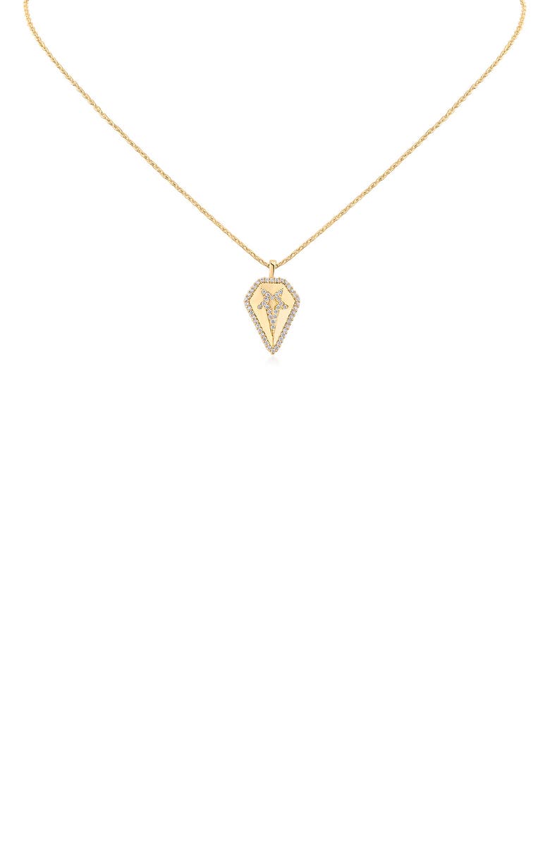 JARDIN Cubic Zirconia Star Shield Pendant Necklace, Main, color, Clear Gold