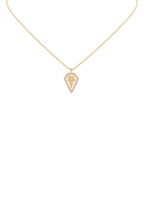 Cubic Zirconia Star Shield Pendant Necklace