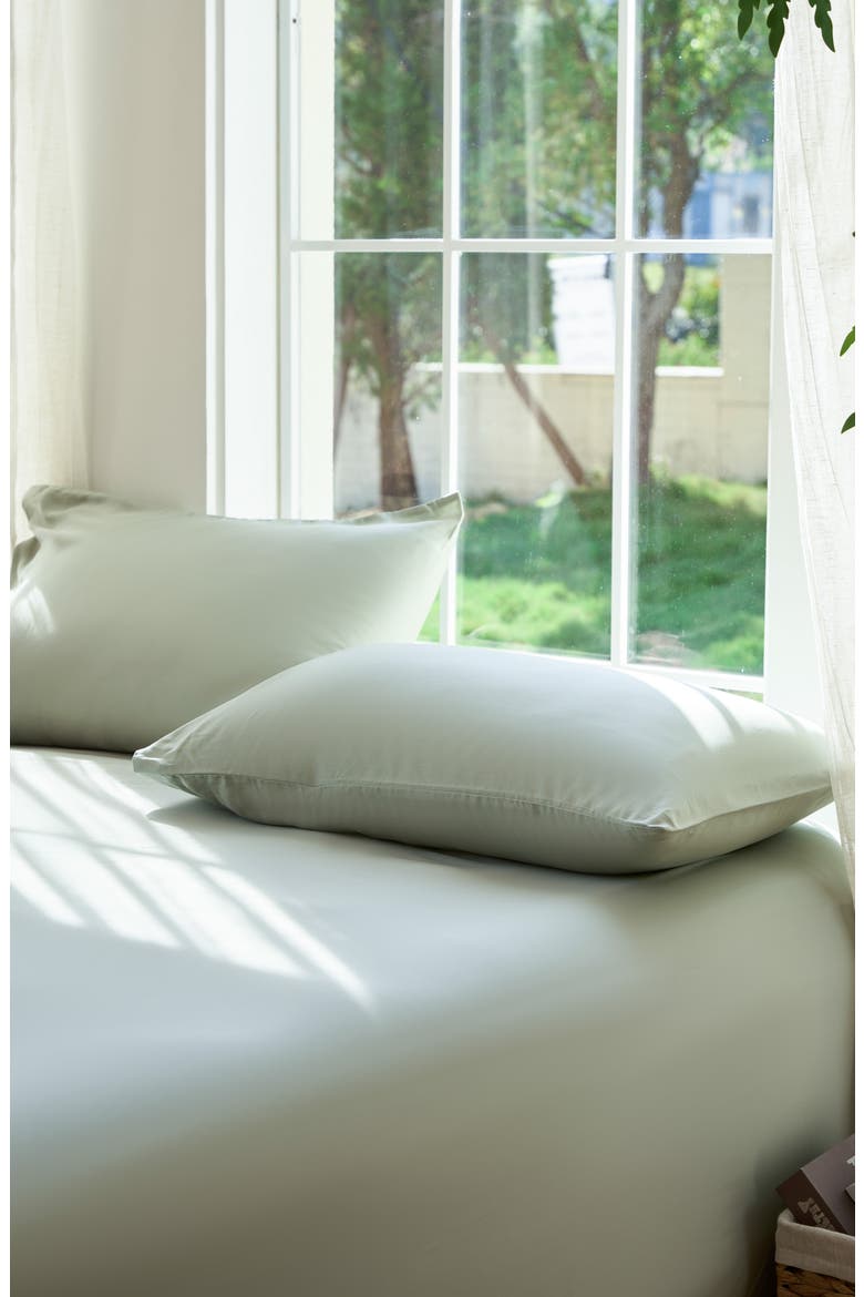 Set of 2 Sateen Pillowcases, Alternate, color, SAGE