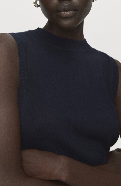 Mango Mock Neck Sweater Tank In Blue