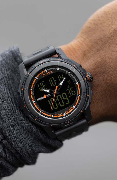Timex ® Ironman® Adrenaline Ana-digi Synthetic Strap Watch, 46.5mm In Black