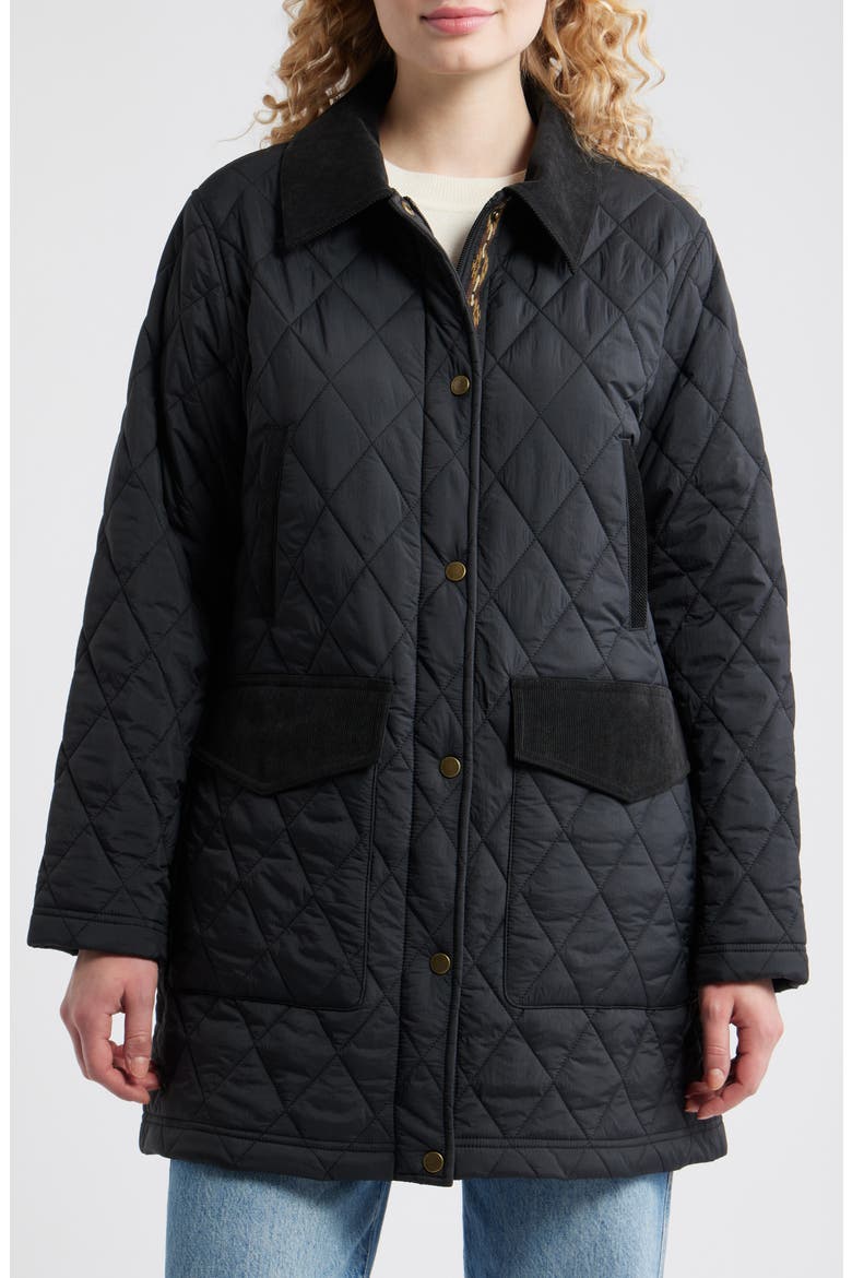 Sun River Quilted Field Coat, Alternate, color, BLACK