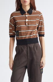 Undercover Stripe Crop Cotton Piqué Polo