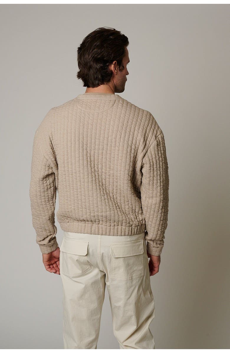 LEISURE LAB Quilt Crewneck Sweater, Alternate, color, Beige