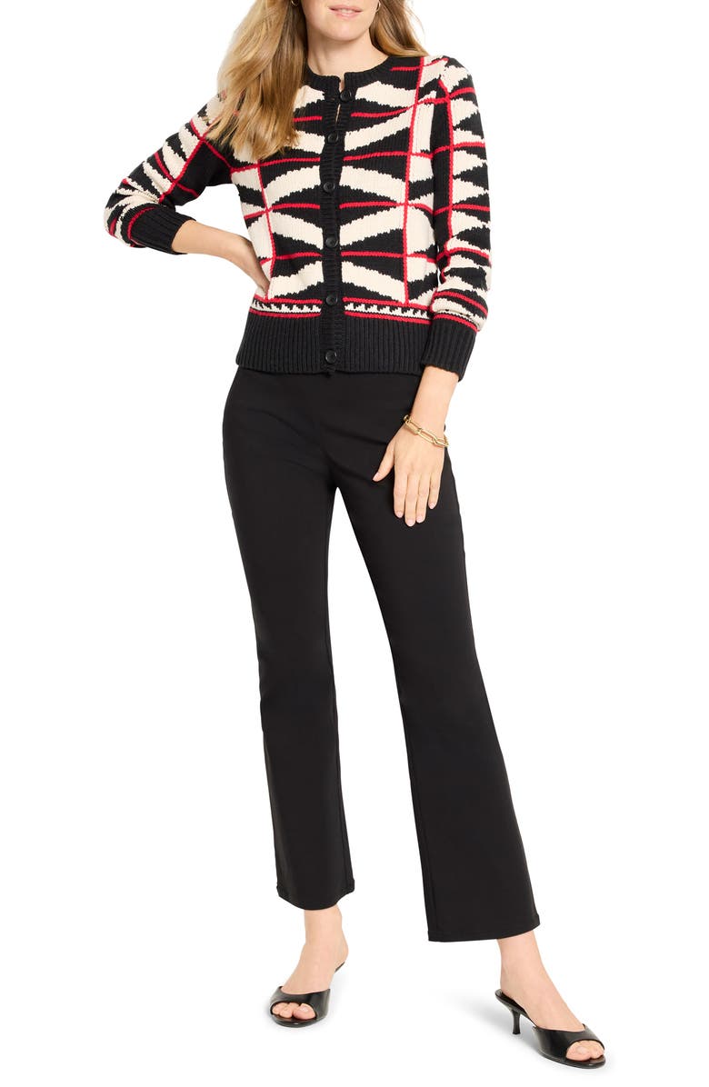 NIC+ZOE Scarlet Angles Cotton Blend Cardigan, Alternate, color, Black Multi