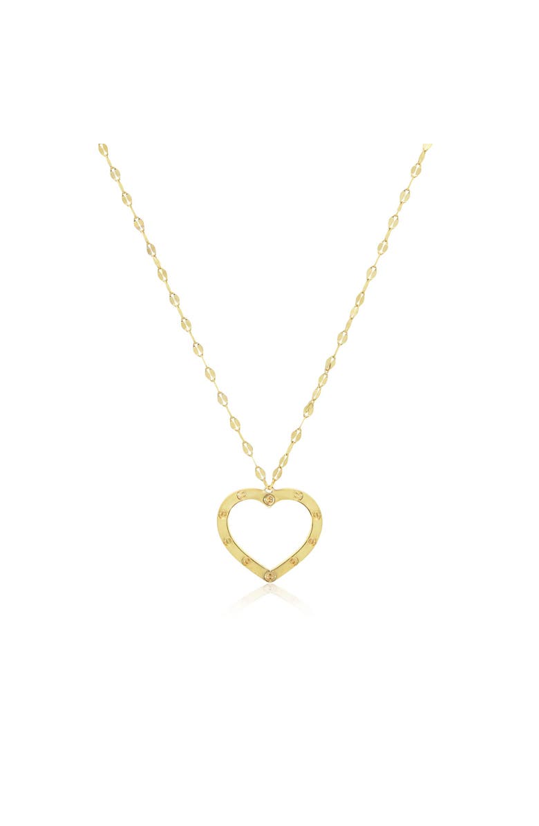 The Lovery Fine Jewelry Shimmer Open Heart Necklace, Main, color, Yellow Gold