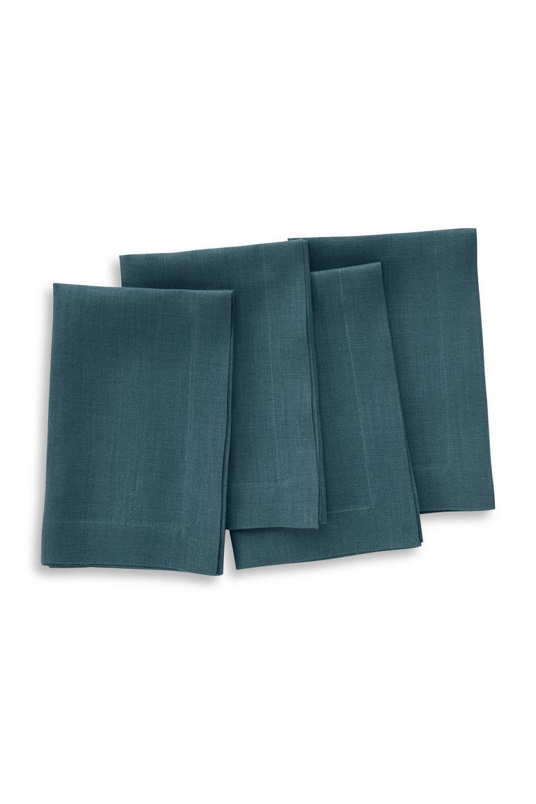 Linen Dinner Napkins Set of 4, 20 x 20" - Fete, Main, color, Peacock Blue