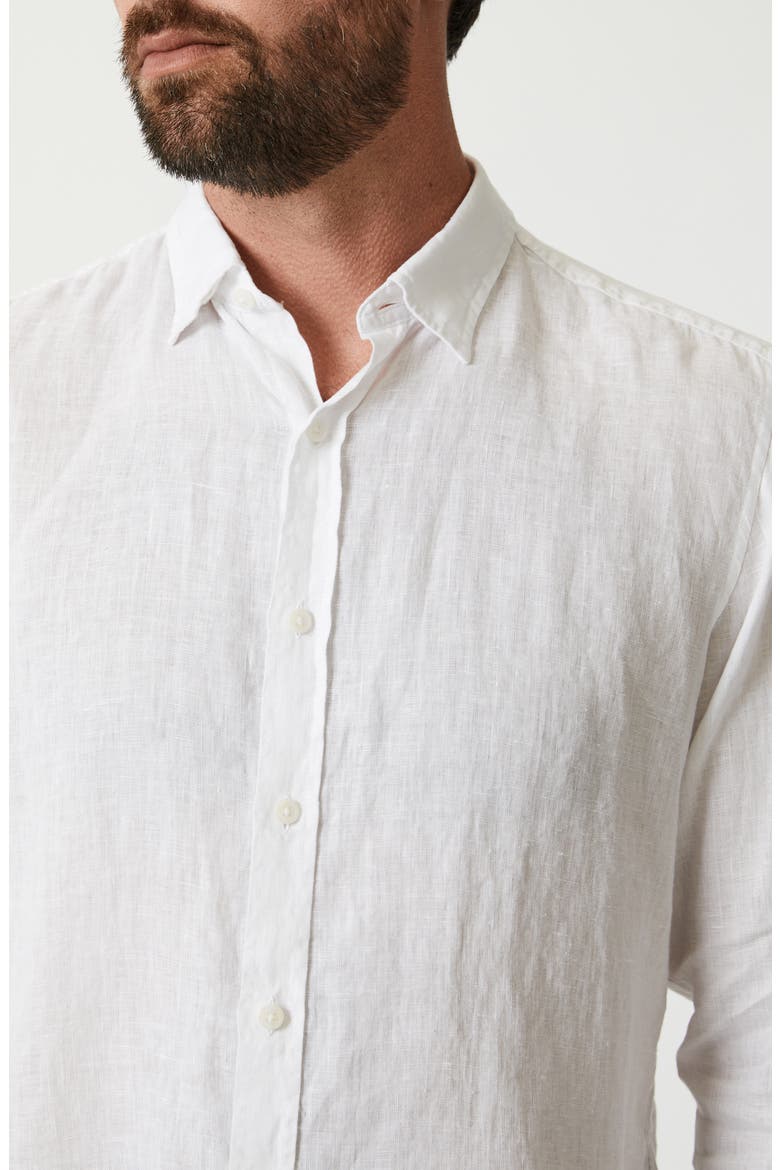 Linen Chambray Button-Up Shirt, Alternate, color, BRIGHT WHITE