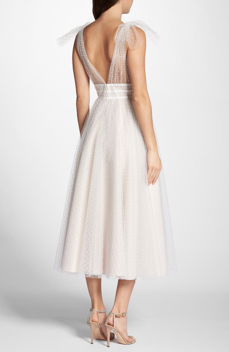 By Watters Swiss Dot Tulle Tea Length Wedding Dress, Alternate, color,