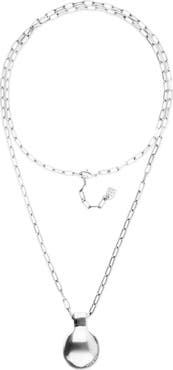 UNODE50 Long sterling silver-plated necklace with large dial