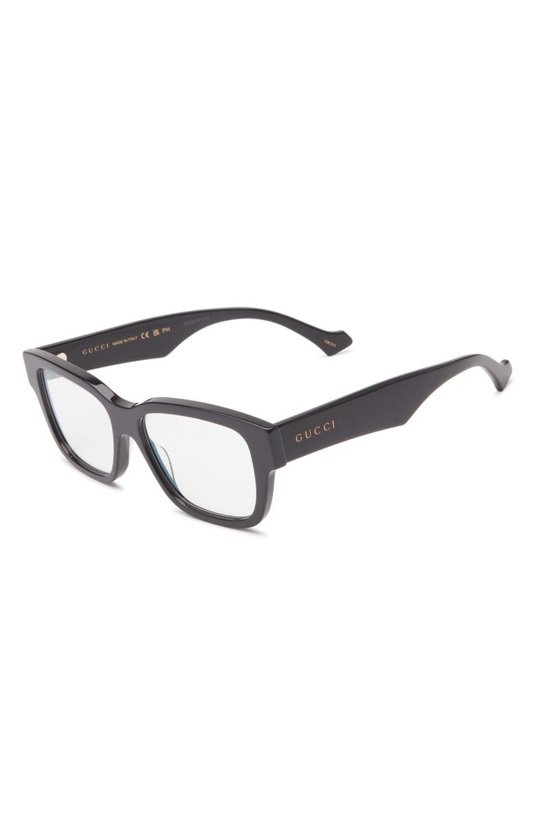 Gucci 55mm Rectangular Optical Frames, Alternate, color, Black Black Transparent