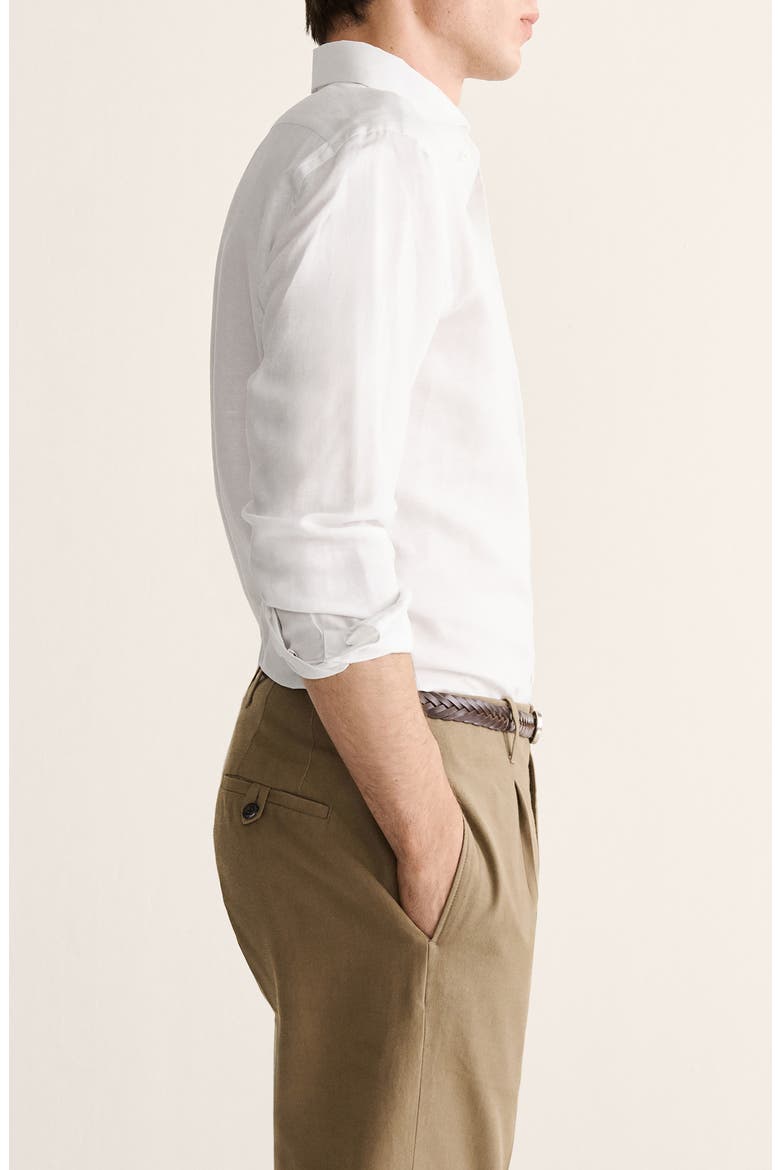 Regular Fit Solid Slub Linen Blend Button-Up Shirt, Alternate, color, WHITE
