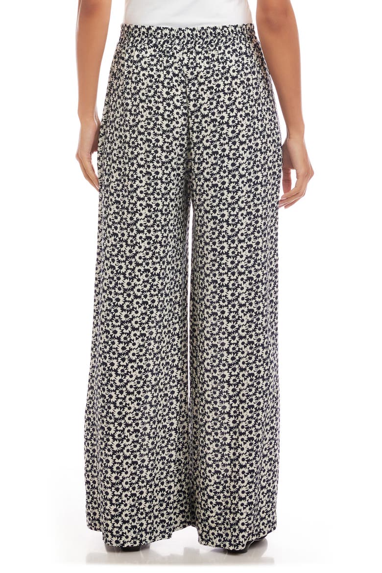 Daisy Print High Waist Wide Leg Crepe Pull-On Pants, Alternate, color, PRINT