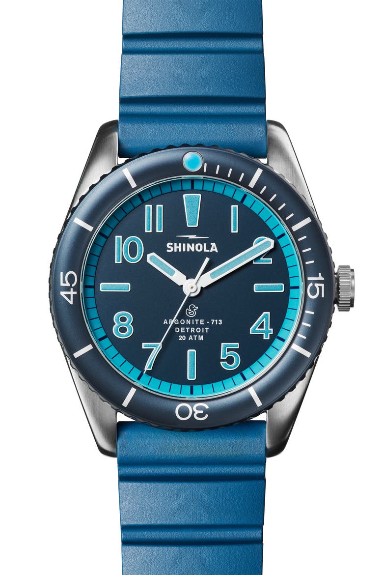 Duck Rubber Strap Watch, 42mm, Main, color, BLUE