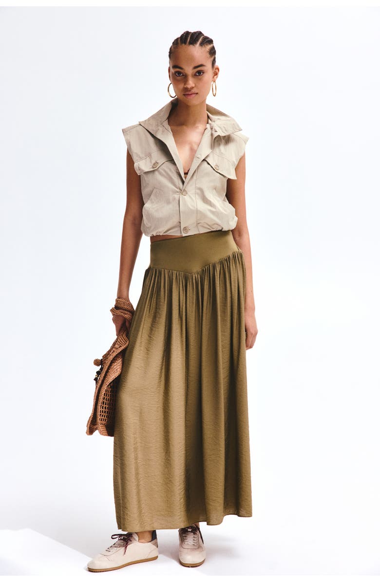 H&M Maxi skirt, Main, color, Khaki Green