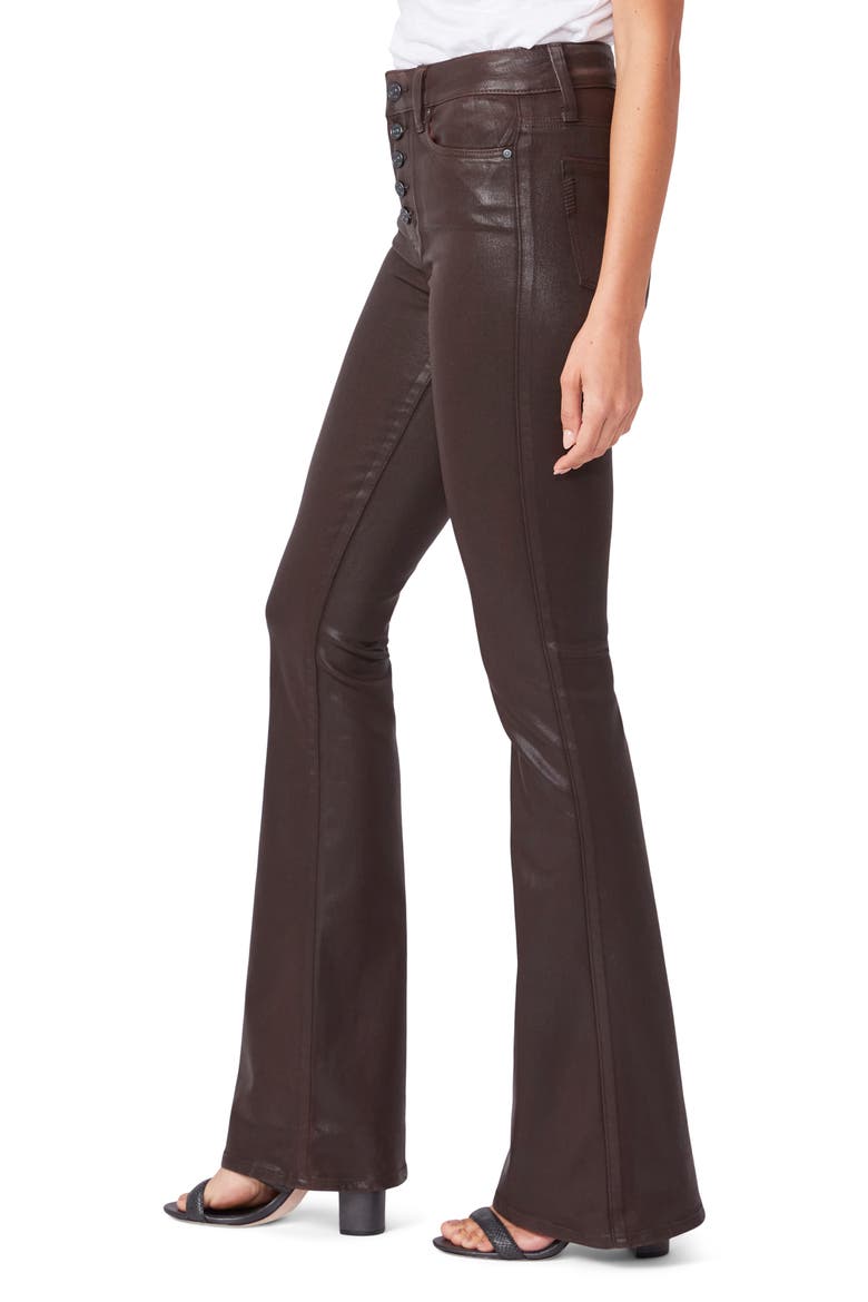 Lou Lou Exposed Button High Waist Flare Jeans, Alternate, color, CHICORY LUXE COATING