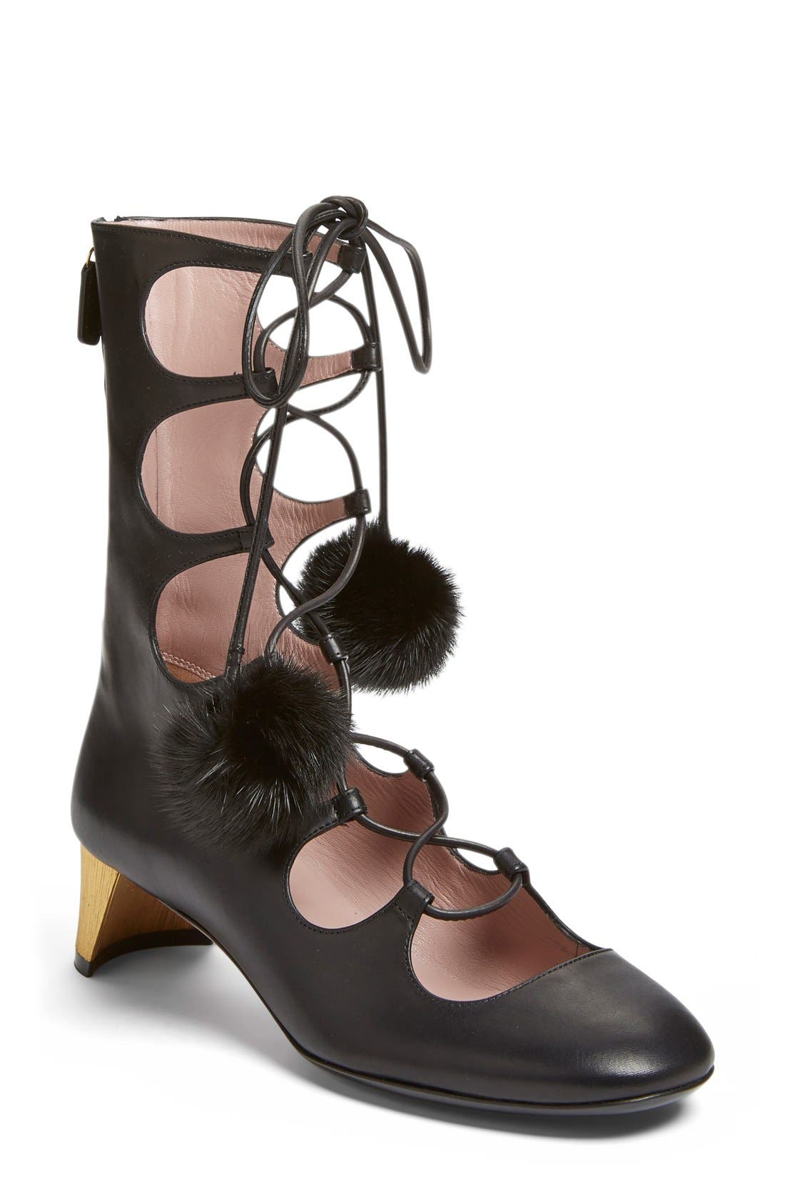 'Heloise' Lace-Up Boot, Main, color, BLACK LEATHER