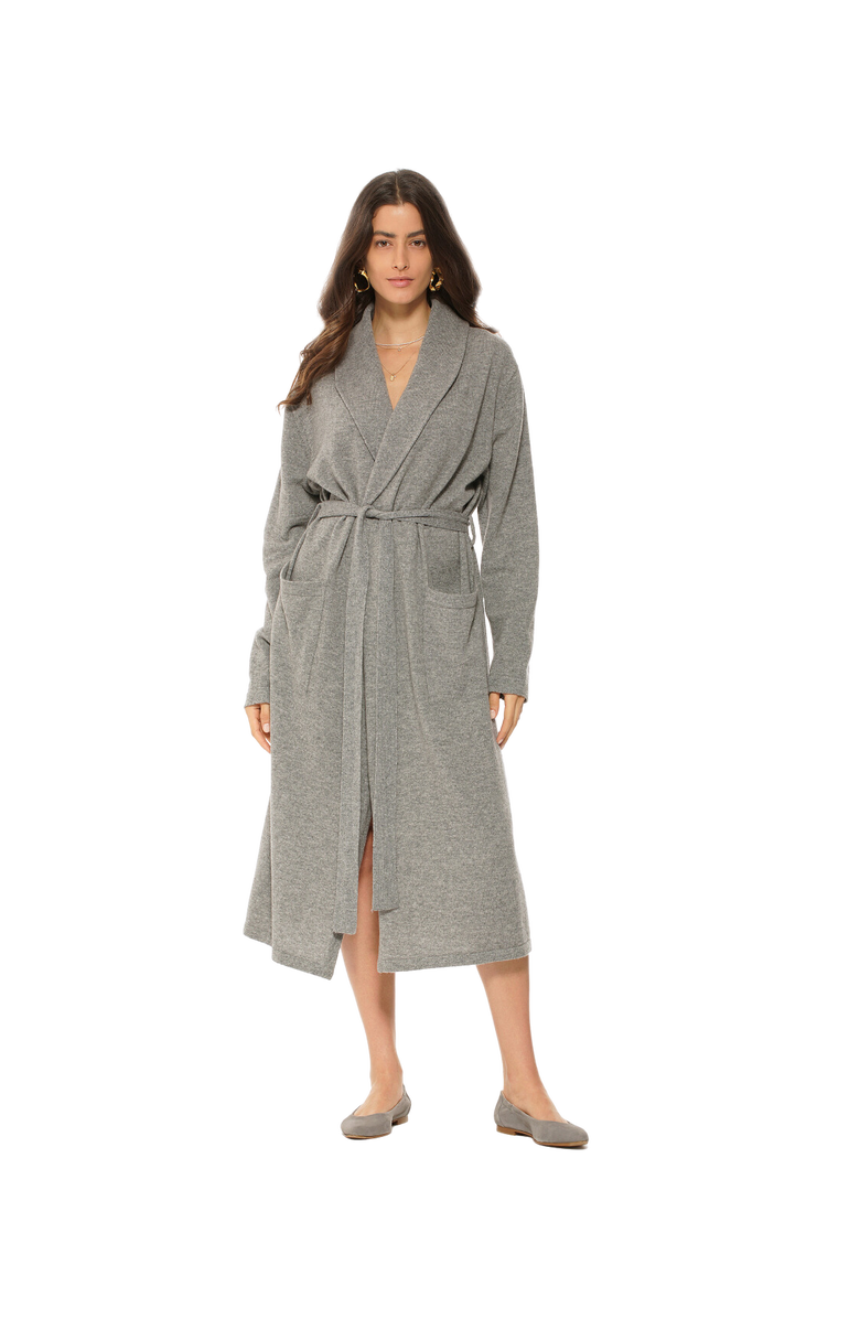 Monticelli Cashmere Pure Cashmere Knit Robe, Alternate, color, Melange Grey