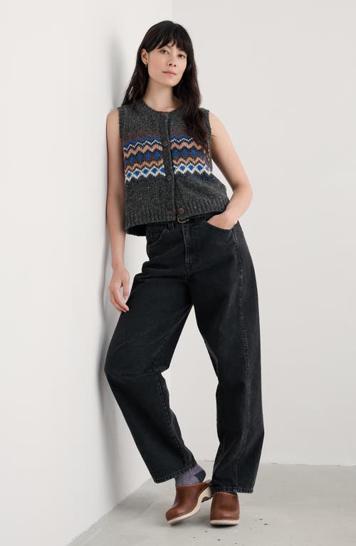 Seasalt Cornwall Golden Light Fair Isle Merino Wool Blend Sweater Vest In Black