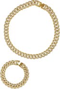 Adornia Crystal Curb Chain Bracelet & Necklace Set