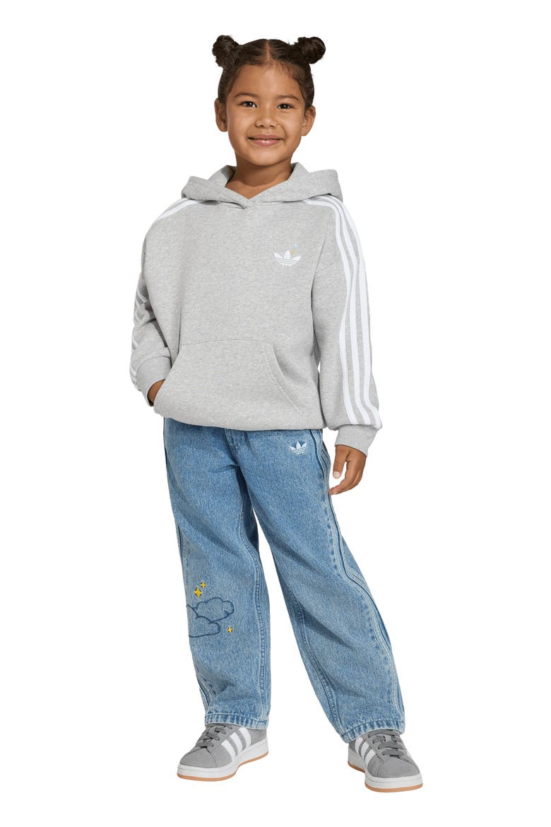 Kids' 3-Stripes Hoodie, Alternate, color, MED GREY HEATHER