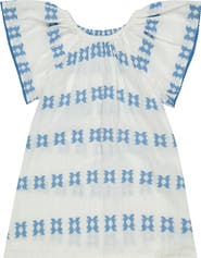 Mer St. Barth Mini Capucine Girl's Caftan Blue Embroidery