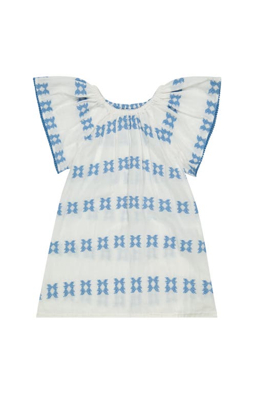 Mer St. Barth Mini Capucine Girl's Caftan Blue Embroidery In Blue