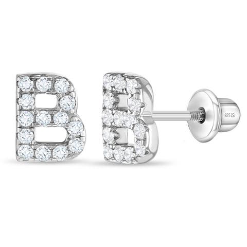 Cubic Zirconia Letter Initial Earrings