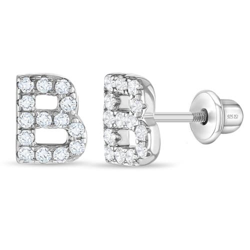 In Season Jewelry Cubic Zirconia Letter Initial Earrings in Letter B at Nordstrom