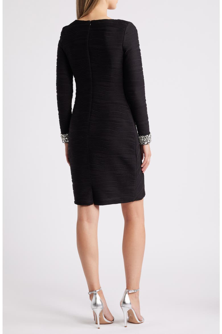 Rhinestone Detail Long Sleeve Cocktail Dress, Alternate, color, BLACK
