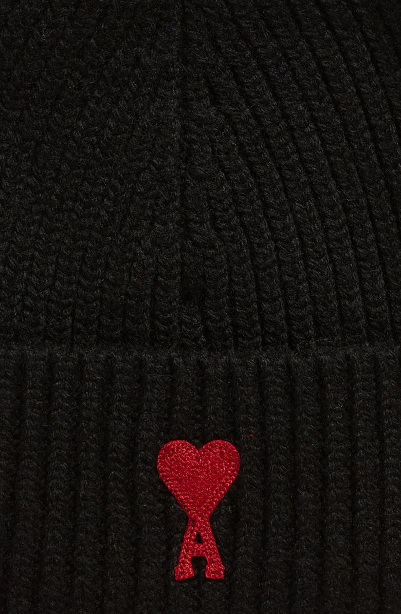 AMI PARIS Ami de Coeur Embroidered Wool Beanie, Alternate, color,