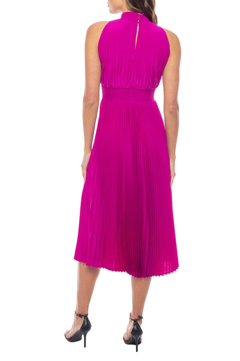 Pleated Sleeveless Midi Dress, Alternate, color, FUCHSIA