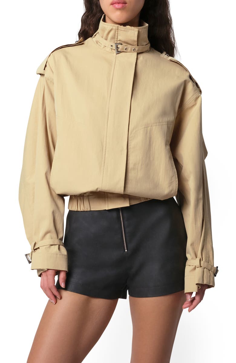 Apparis Thea Balloon Sleeve Rain Jacket, Main, color, Sandstone