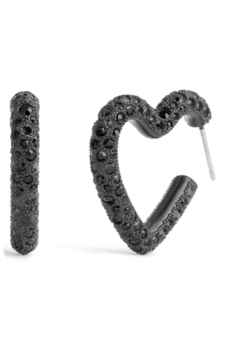 COACH Pavé Heart Hoop Earrings, Main, color, 