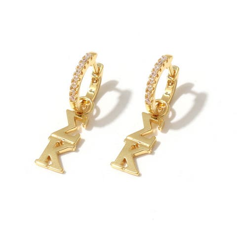 Sigma Kappa Greek Letter Huggie + Charm Earrings