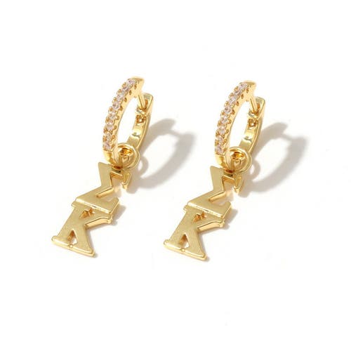 Color Shout Sigma Kappa Greek Letter Huggie + Charm Earrings In Gold