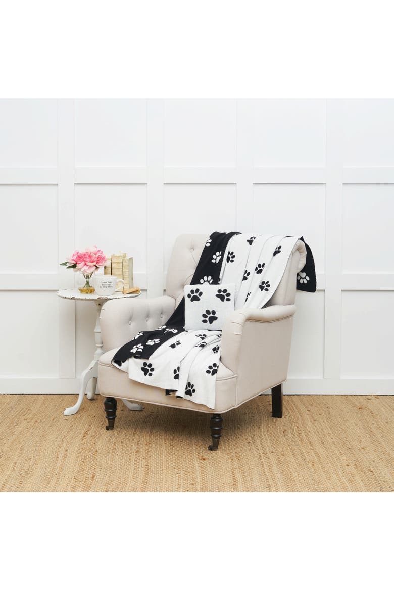 Paw Accent Throw Blanket, Alternate, color, Black