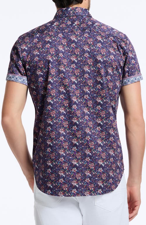 Robert Graham Keane Short Sleeve Cotton Button-up Shirt In Blue