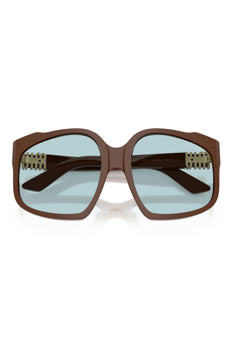 59mm Polarized Irregular Sunglasses, Alternate, color, CHOCOLATE / LIGHT BLUE