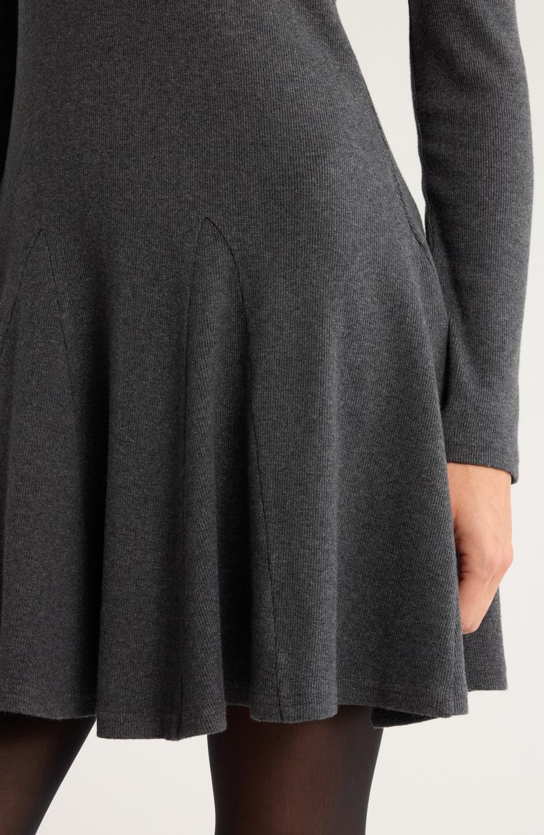 Treasure 
Bond Long Sleeve Fit 
Flare Minidress, Alternate, color, Grey Dark Charcoal Heather