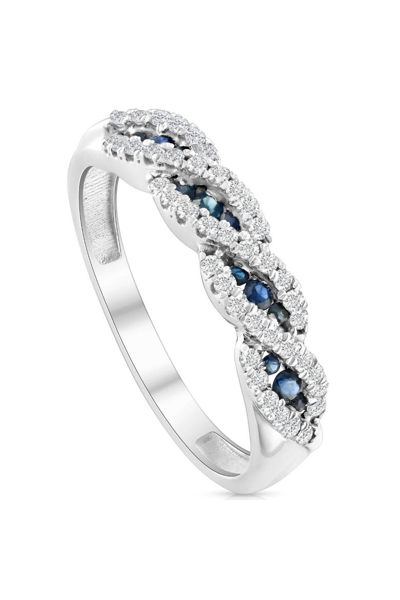 1/3 Ct Blue Sapphire & Diamond Ladies Swirl Wedding Ring 10k Gold, Alternate, color, 10k White Gold