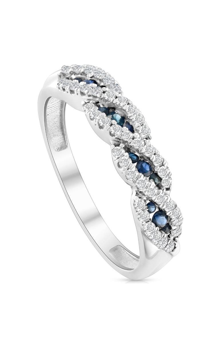 Bliss Diamond 1/3 Ct Blue Sapphire & Diamond Ladies Swirl Wedding Ring 10k Gold, Alternate, color, 10K White Gold