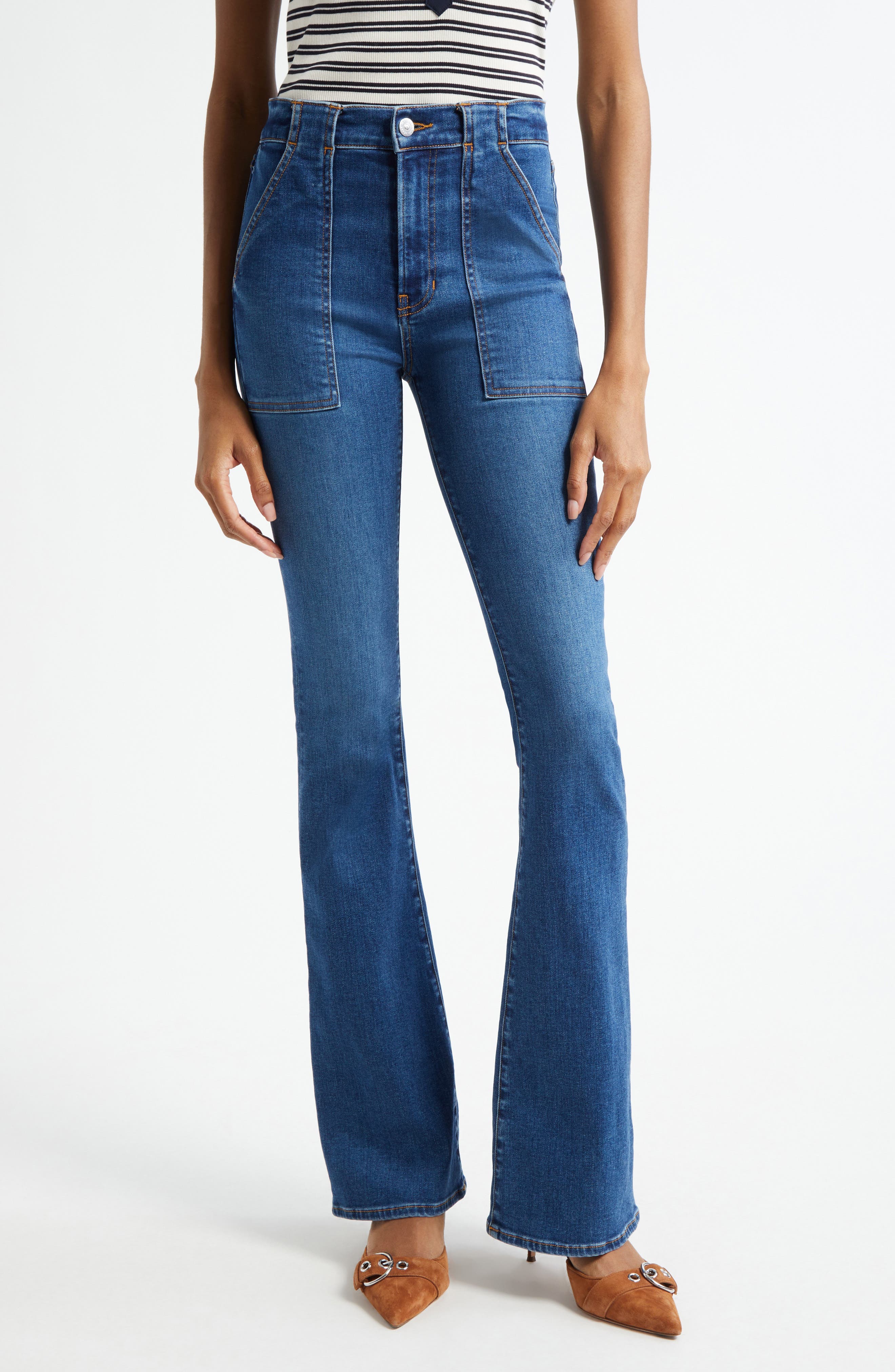 Veronica Beard Beverly High Waist Skinny Flare Jeans