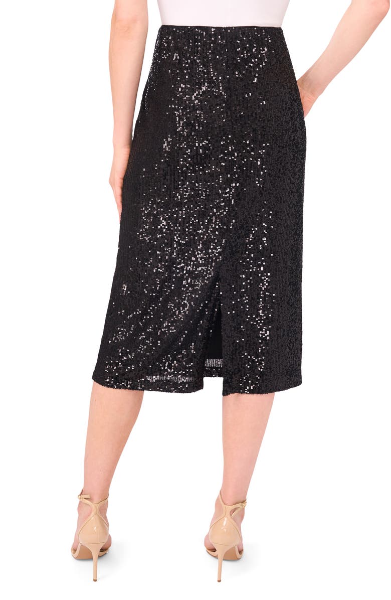 CeCe Sequin Pencil Skirt, Alternate, color, Rich Black